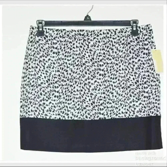 NEW MICHAEL KORS Black & White Leopard Print Skirt - Picture 1 of 8